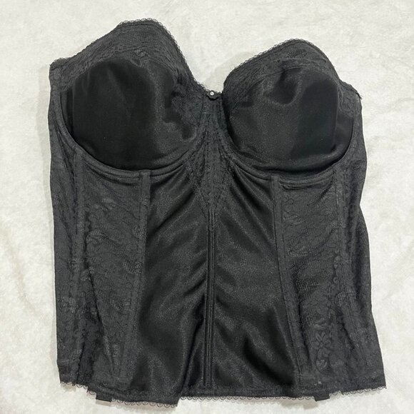 Dominique Lace Longline Bustier Black Firm Shaping Corset Top 38F - Picture 4 of 16